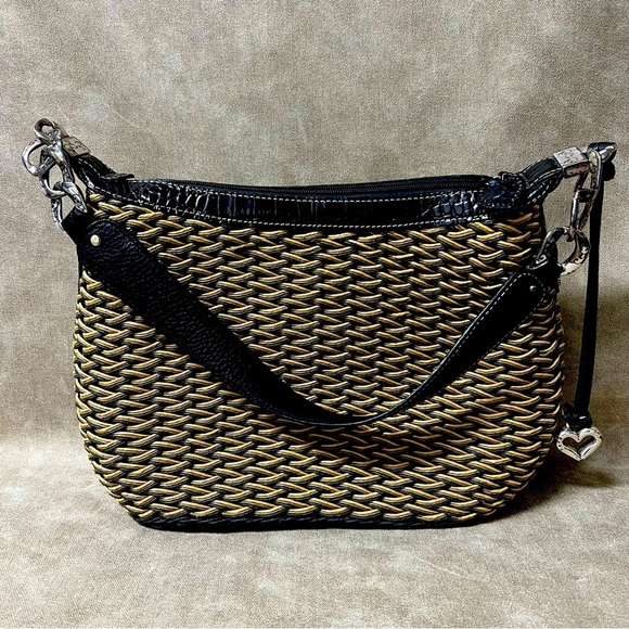 VTG BRIGHTON WOVEN ROPE & LEATHER HANDBAG - Picture 1 of 9